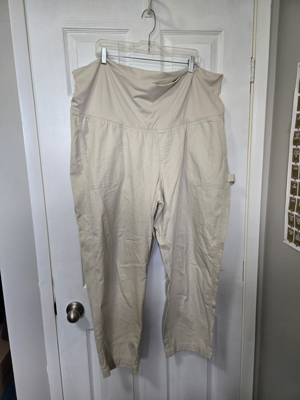 Old Navy Beige/Tan Maternity Cargo Linen Pants